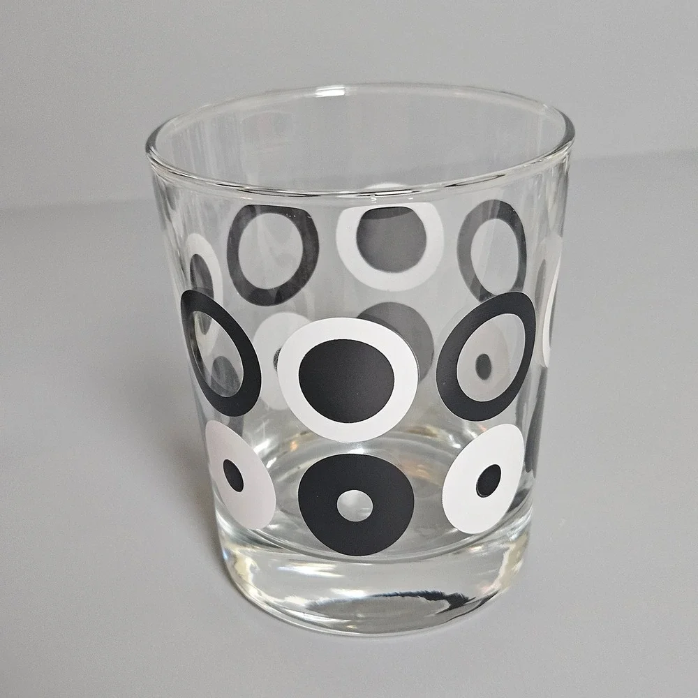 Ikea Mid-Century Modern Rocks Glasses Black White Geometric Barware 6